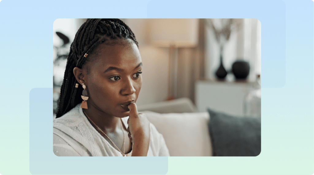 a woman lost in thought